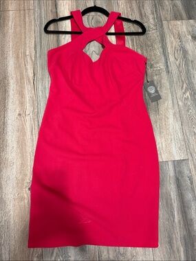 Vince Camuto Fuchsia Twist-Front Mini Dress